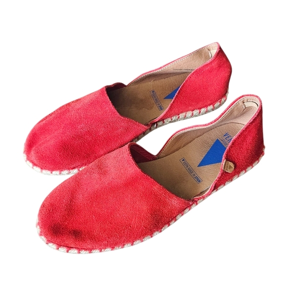 Verbenas Shoes - Verbenas Vibrant Red Suede Slip On Espadrilles Shoes Size 39
